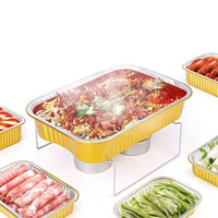 Boîte à déjeuner isolée épaissie jetable en aluminium doré avec couvercle en PP de qualité alimentaire