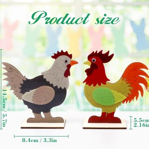 木製イースターカタツムリひよこ雄鶏オーナメント 室内用 フェスティバル ホームデコレーション 中国製 - Product Image 4