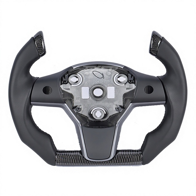 YOKE Racing 3 Spoke Steering Wheel Assembly for Tesla Model 3/Y/X/S Modified Carbon Fiber Suede PU Material