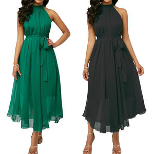 Модная женская одежда высокого качества из Таиланда, женское платье, свадебное черное шифоновое платье с открытой спиной - Product Image 1