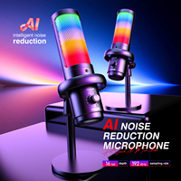 Microphone à condensateur 2S Pro AI Type-C RGB avec réduction de bruit IA et réverbération OTG pour PC, Android, streaming, podcast et gaming