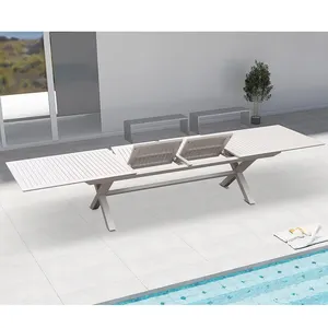 Juego de comedor al aire libre extensible mesa de extensión de aluminio exterior y silla para uso doméstico o muebles de jardín de restaurante