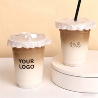 Gobelets en plastique PP jetables personnalisés avec couvercles 98 mm 13,5 oz 16,5 oz 400 ml 500 ml transparents avec logo imprimé, conception gratuite