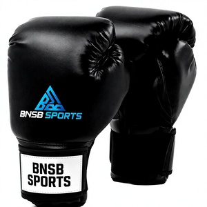 Gants d'entraînement de boxe unisexes noirs en cuir PU avec protection des jointures rembourrée, paume respirante et fermeture auto-agrippante réglable pour un maintien optimal - Product Image 2