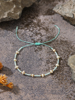 Bracelet empilable décontracté pour le quotidien, style bohème, accessoires d'ambiance de voyage et de plage, avec perles de riz multicolores en option et détails cousus