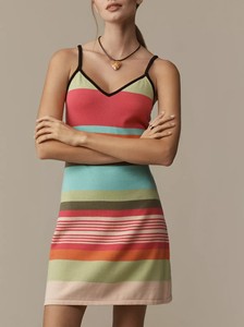 Siempre Sequined Anti-Wrinkle Breathable Washable Cotton Halter Mini Dress with Preppy Style for Holiday Celebration - Product Image 2