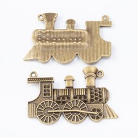 Connecteur en alliage de zinc en forme de locomotive à vapeur, finition bronze antique, pour les passionnés de trains, idéal pour les chaînes de montre