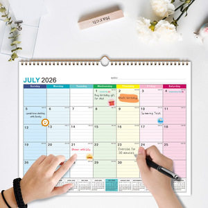 Calendario da Parete Mensile 2026 con Spirale, Copertina Rigida, Planner da Scrivania 12 Mesi, Blocchi Colorati, Cartone/Duplex Board per Casa - Product Image 1