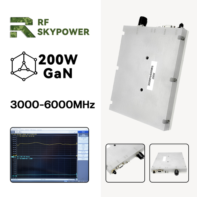 200W 3000-6000MHz GaN Solid State Broadband HPA S-Band C-Band Wideband RF Amplifier RS485 Monitoring C-UAS Module