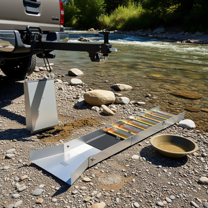 DB Wholesale Kit de prospection aurifère en métal avec bac de lavage pliable de 50 pouces, tamis de classification et supports de fixation pour utilisation en extérieur - Product Image 2