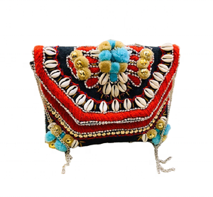 Banjara-Bolso bohemio hecho a mano de la India, bolsa de yute multicolor, Festival bohemio bordado a mano por artesanía de calidad - Product Image 1