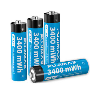 Fujimax baterai Li-ion 3400mWh 1.5V, baterai Lithium Ion AA tegangan konstan baterai Li-ion isi ulang dengan kabel untuk senter mikrofon - Product Image 1