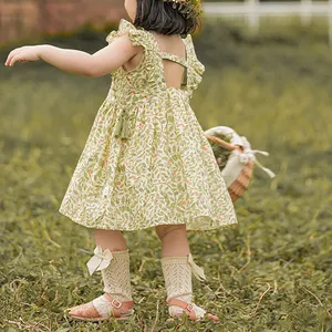 High Quality Kids Dress Casual Party Flower Dress Ruffle Shoulder Floral Baby Girl's Dresses