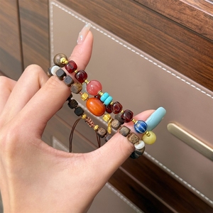 <span class=keywords><strong>Bracelet</strong></span> Exquis Vintage en Ambre Sanguin Naturel et Bois d'Agar Vert pour Femme, Bijou Culturel Perlé de <span class=keywords><strong>Jade</strong></span> et de Perles, Ornement de Main - Product Image 3