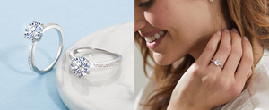 1ct Moissanite Engagement <b>Ring</b> Round <b>Solitaire</b> Lab Created Diamond White Gold Plated 925 Sterling <b>Silver</b> Wedding Promise <b>Rings</b> - Product Image 2