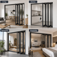 Porte pliante intérieure en plastique-acier, étanche, UPVC, double vitrage, anthracite, pour maison, appartement, balcon
