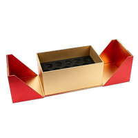 Boîte rigide personnalisée avec impression quadricolore en relief, emballage cadeau de luxe pliable, revêtement UV localisé pour cadeau de fleurs de Noël