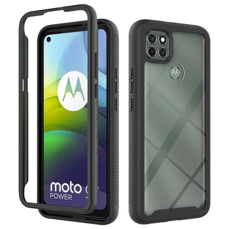 For Moto G9 Power Hybrid Rubber Case 2 in 1 Shockproof Clear Back Cover Case