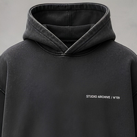 Hoodie Homme Vintage Automne Hiver 2026 en Coton Pur Épais Lavé, Respirant, Coupe Boxy à Épaules Tombantes