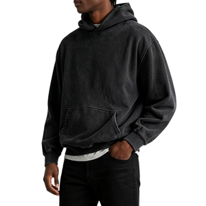 Sudadera con Capucha Extra Grande Unisex Personalizada de Fábrica, Color Sólido, Algodón French Terry, Ropa Casual Urbana para Hombre TKAN9070 - Product Image 2