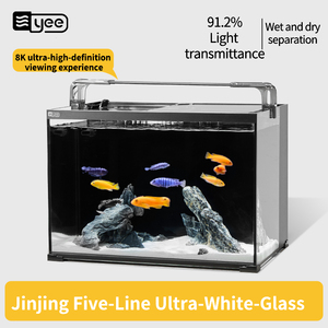 YEE Vente en gros Aquarium personnalisé Réservoir d'aquarium écologique de bureau en verre ultra blanc avec couvercle - Product Image 2