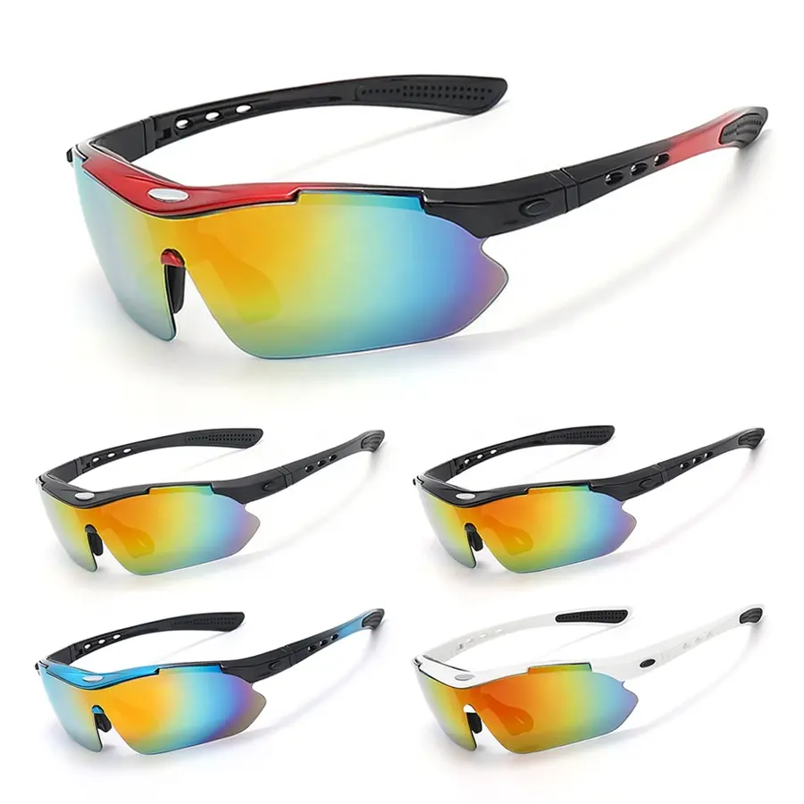 Sportif güneş gözlüğü seti 5 lensler bisiklet gözlük Vintage spor gözlük motosiklet yarış için