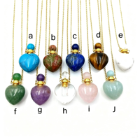 Collier Pendentif Cœur en Cristal Naturel Bouteille de Parfum Transfrontalière, Bouteille d'Aromathérapie, Chaîne en Acier Titane Ouvrable