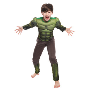 Disfraz de Hulk para niños, traje muscular, traje de fiesta de Halloween de los Vengadores, material de poliéster y algodón de spandex verde - Product Image 3