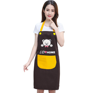 Tablier Zhang Jingjing, taille unique, en polyester, imprimé ours de dessin animé, sans manches, pour la cuisine et le nettoyage - Product Image 5