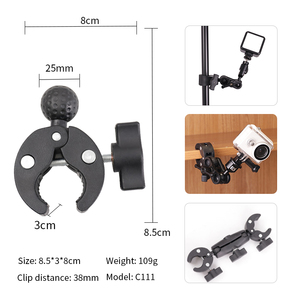 Kaliou C111-<span class=keywords><strong>Pince</strong></span> de <span class=keywords><strong>crabe</strong></span> universelle puissante avec support à tête de vis de 1/4 pouces, caméras d'action pour téléphones portables, accessoires de photographie - Product Image 2