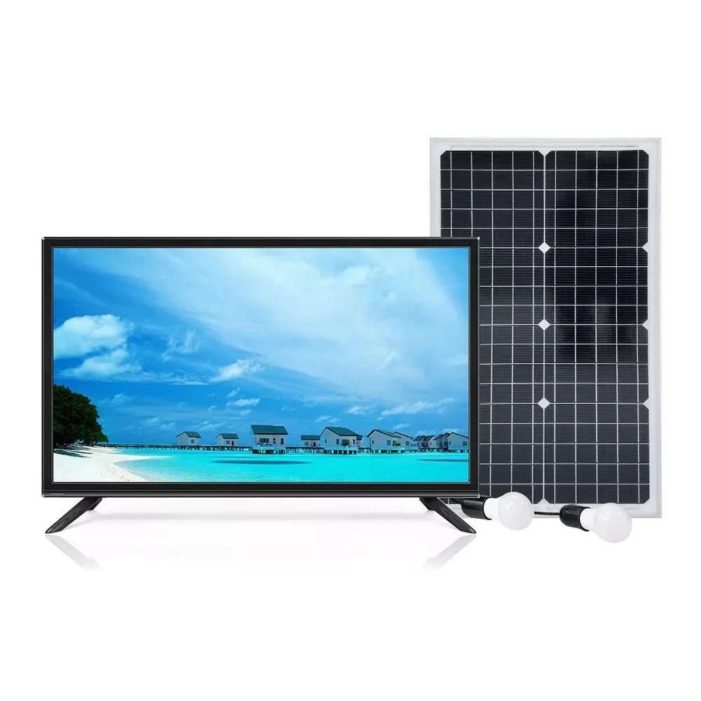 VTEX Großhandel Solar LED TV 12V Smart TV Solar DC wiederauf ladbare LED Solar Low Consomption Television Solar panel