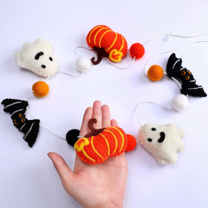 <span class=keywords><strong>Guirlande</strong></span> de boules de laine suspendues multicolores personnalisées citrouille chauve-souris fantôme feutre <span class=keywords><strong>fanion</strong></span> d'affichage pour Halloween Thanksgiving Festival - Product Image 3