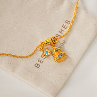 Collier en alliage avec pendentif gourde étoile bleue dorée pour femme TANGPEI, bijoux tendance