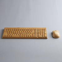 Tendance Nouveau 2.4Ghz Ergonomique Bambou Matériel Clavier Plug And Play Sans Fil Clavier Souris Combo