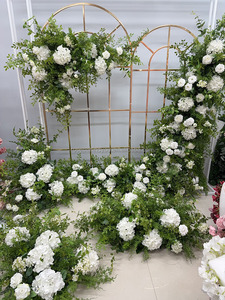 Camino de Flores para Boda, Fondo Verde Oscuro, Hortensias, Plantas Verdes, Arreglo de Flores <span class=keywords><strong>Rosa</strong></span> Claro para Decoración de Eventos - Product Image 6