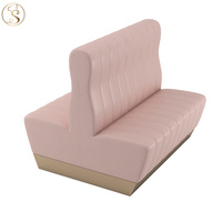 Canapé de restaurant moderne en rose Cabine en cuir Ensemble de meubles table et chaises de café Cabine de restaurant Tables à pieds en métal inoxydable doré
