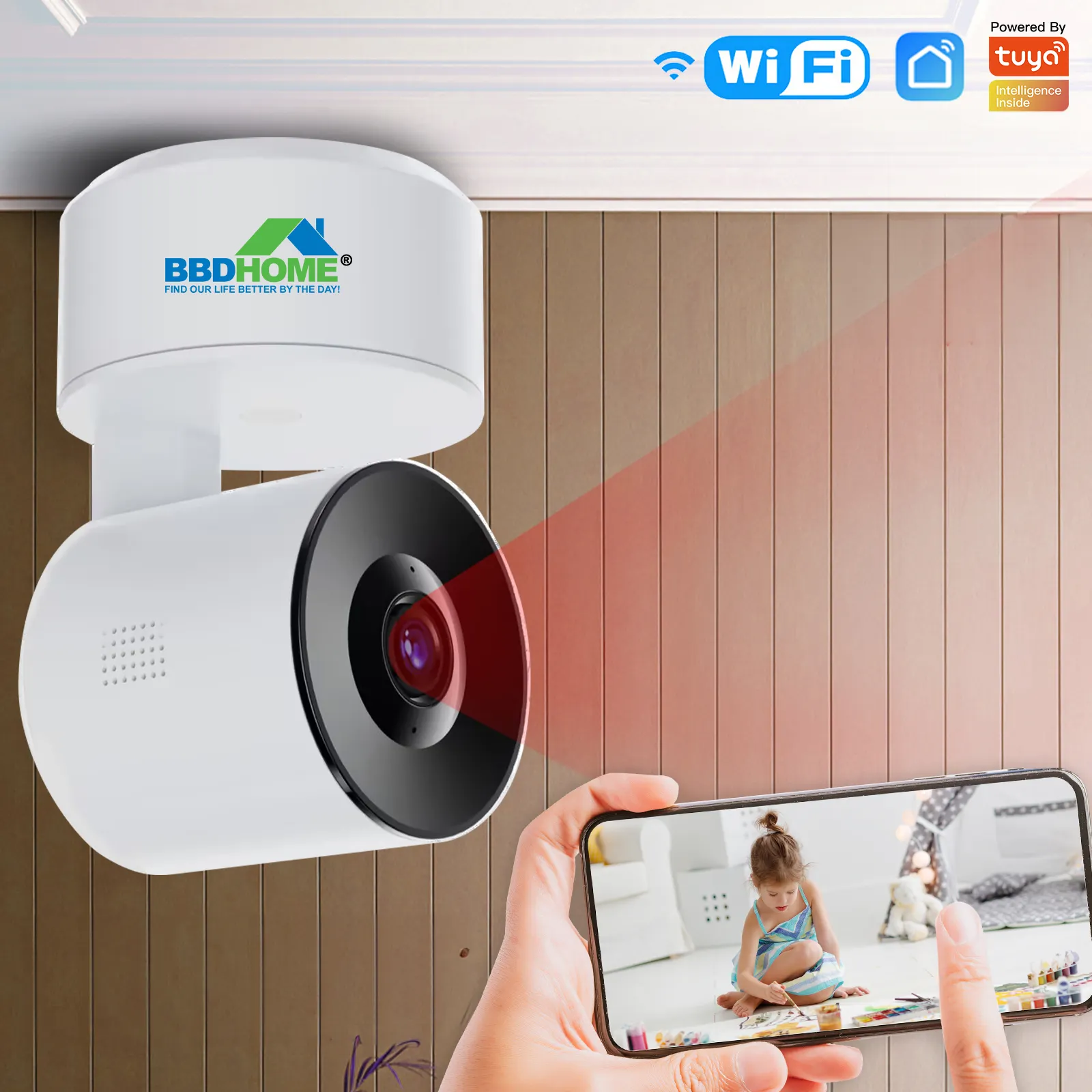 Bbdhome Wifi Home Indoor Ptz Smart Ip Motion Tracking Draadloze 1080P App Externe Beveiligingscamera