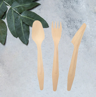 Vente en gros de mini-couverts jetables en bois 3-en-1 de qualité supérieure à usage unique écologique pour les hôtels de tous les jours en bois de bouleau