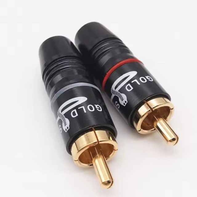 1Pair Red+white RCA Male Plug High Quality Gold Plated RCA Jack Wire Connector Speaker Plug Audio Adapter