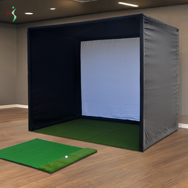 Popular 10x9ft Golf Simulator Enclosure Double Layer Silent Impact Screen Waterproof Alloy Steel Frame Easy Setup for Home Use