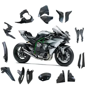 100% 3K tam karbon Fiber motosiklet vücut parçaları Fairing ön arka çamurluk Kawasaki H2/H2R 2015 + kaplamalar 2022