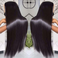 Perruque Lace Frontale Brésilienne en Cheveux Humains Naturels, Lisse, 13x4, Transparente, pour Femmes Noires