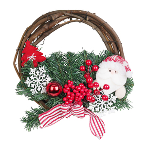 Ghirlanda Artificiale in Vimini da 25cm <span class=keywords><strong>per</strong></span> Decorazione Natalizia da Appendere alla <span class=keywords><strong>Porta</strong></span> d'Ingresso, Nuova Collezione OEM Personalizzata all'Ingrosso dalla Fabbrica Jintai - Product Image 1