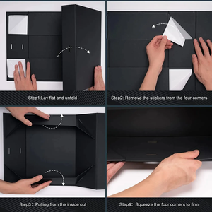 Biểu Tượng Tùy Chỉnh Gấp Bao Bì Các Tông Giấy Giày Quần Áo Đồ Lót Hộp Màu Đen Flap Từ Đóng Cửa Hộp Quà Tặng Với Ribbon - Product Image 4