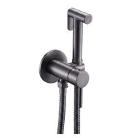 Ensemble de robinetterie de bidet de luxe gris anthracite en laiton, kit shattaf portable avec tuyau anti-explosion et mitigeur, accessoires de salle de bain