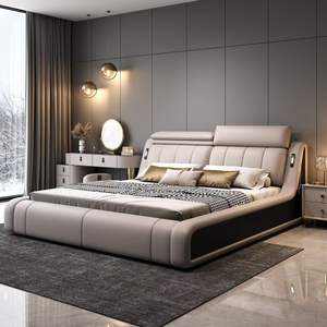 Современная кожаная кровать размера «King-Size» в европейском стиле с откидным верхом и возможностью хранения, набор для спальни с деревянным каркасом - Product Image 6