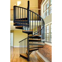 Escalier en arc moderne Alucasa pour intérieur, escalier en spirale en acier au carbone, marches en bois, escalier hélicoïdal