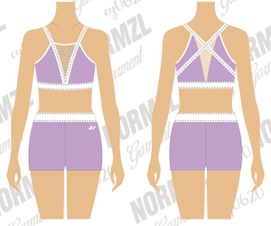 Glitter Cheer Warm up Set <strong>Purple</strong> <strong>Crop</strong> <strong>Top</strong> and Short Rhinestones Cheer Practice Wear - Product Image 3