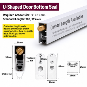 Concealed Automatic Drop Down Door Bottom Seal Aluminum Acoustic Dustproof Seal <b>Strip</b> for <b>Wooden</b> Hotel Interior Door - Product Image 6