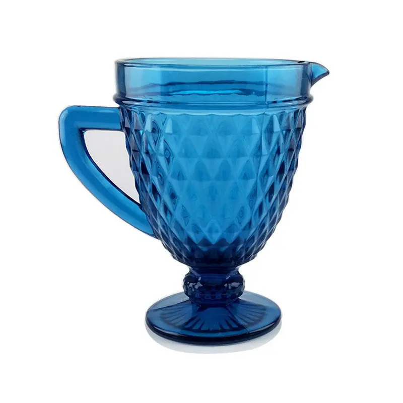 Rabatt einfarbig geprägte Wasserglas Krug Wasserkrug Vintage Becher Glas nach Hause und Hochzeit Dekoration